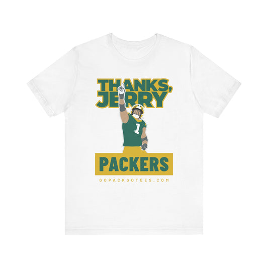 Unisex Football Fan T-Shirt, Thanks Jerry Packers Tee, Game Day Shirt, NFL Fan Apparel, Casual Sportswear, Tailgate Outfit